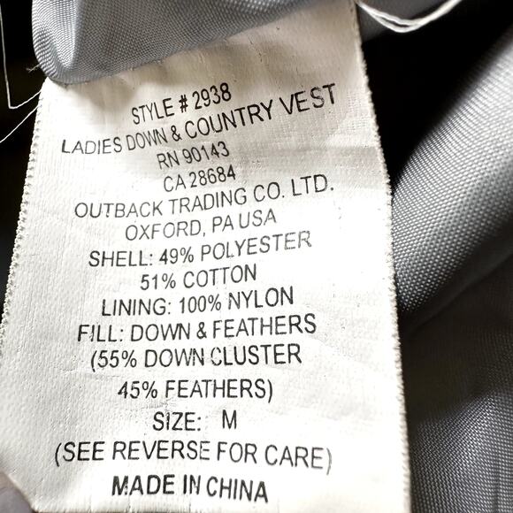 Outback Trading Down & Country Quilted Vest Jacket Zip Up Lined Western Gray M - Picture 3 of 4